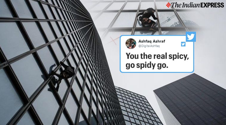 L'homme-araignée français escalade le gratte-ciel de Paris la Défense Alain Robert